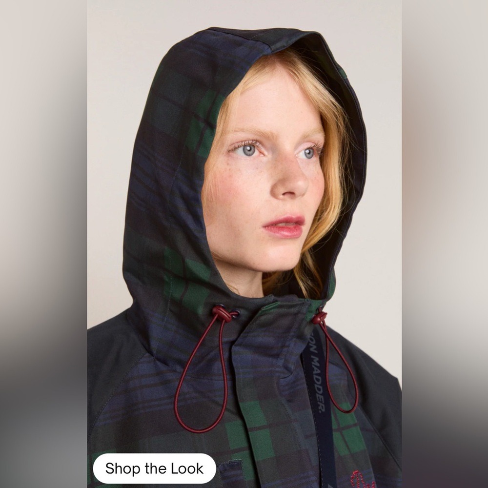ISO Damson Madder Shower Resistant Raincoat - Navy Check - Picture 3 of 4